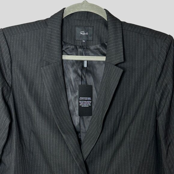 Rails Pinstriped Double Breasted Blazer Charcoal Women's XXL NWT Pockets Classic - Picture 5 of 13